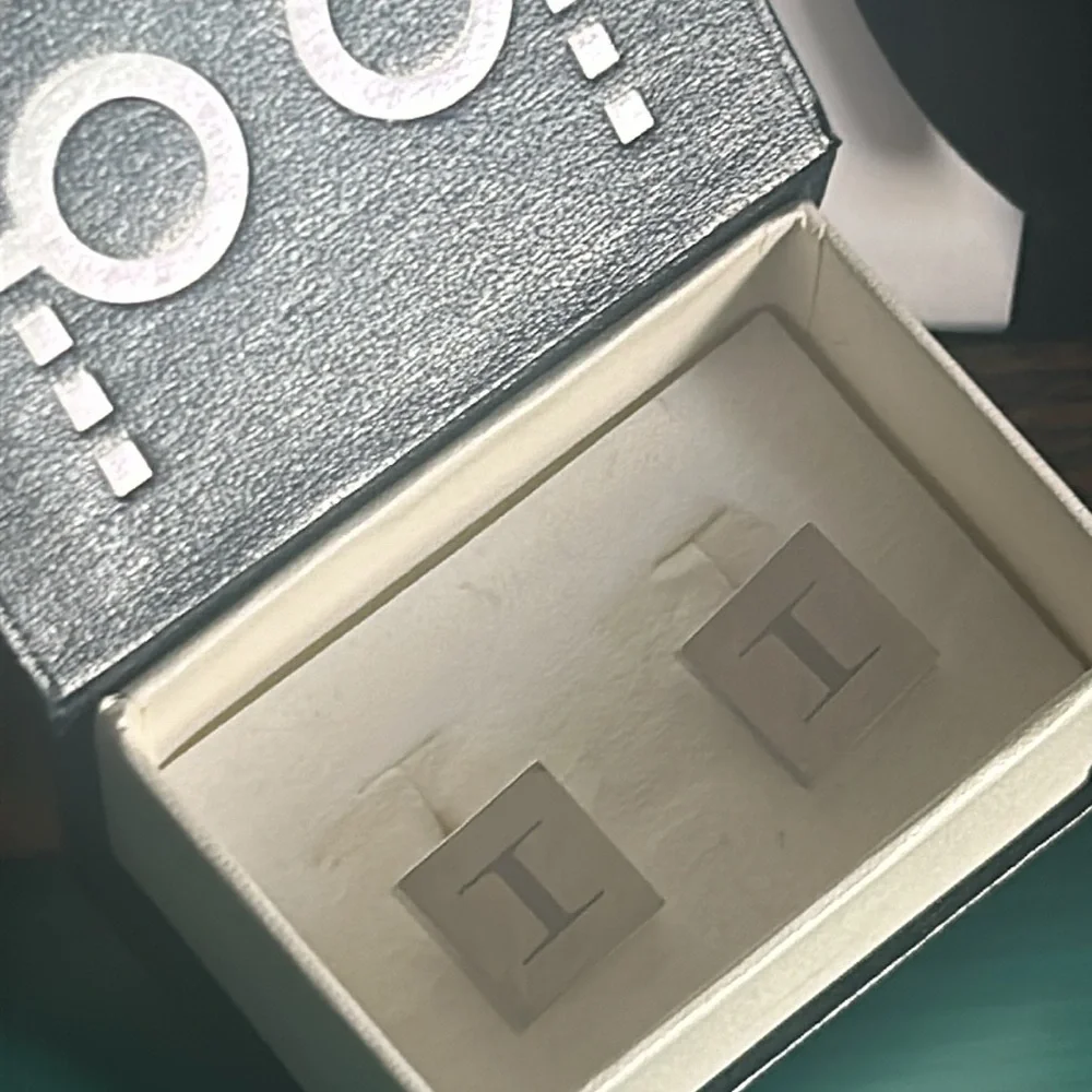 NEW Dual Monocle Monogrammed “I” Cufflinks Silver Tone in Gift Box